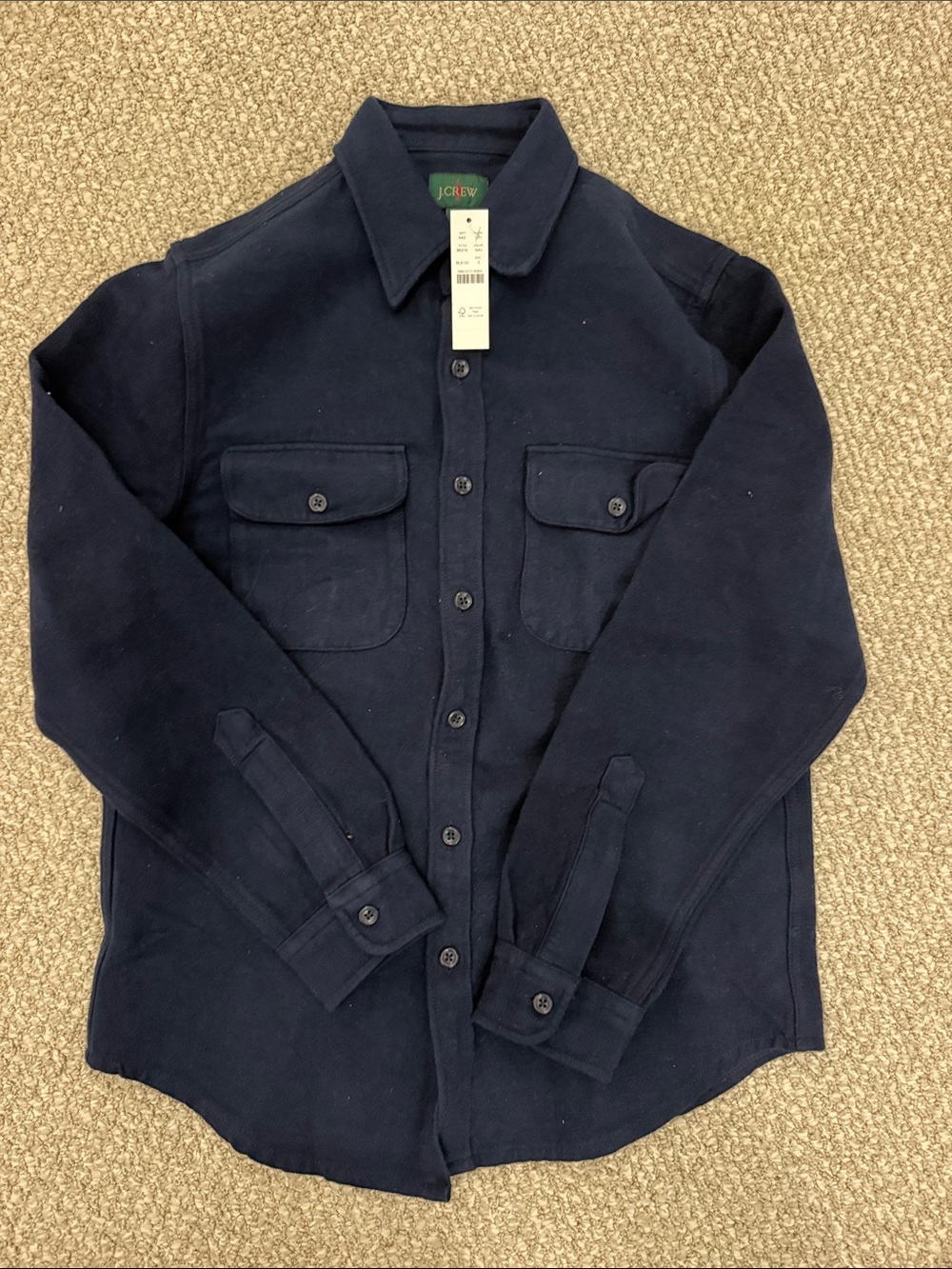 J. Crew Navy Button-Front Shirt Jacket